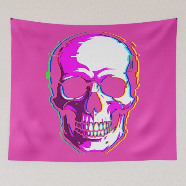 Item preview, Glitch Skull Cyberpunk Neon Distortion Art designed and sold by MarCinu Art.