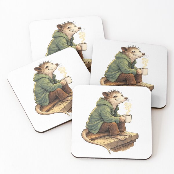 Item preview, Cute Cozy Opossum Drinking Coffee Morning Vibe designed and sold by HarlemDigitals.