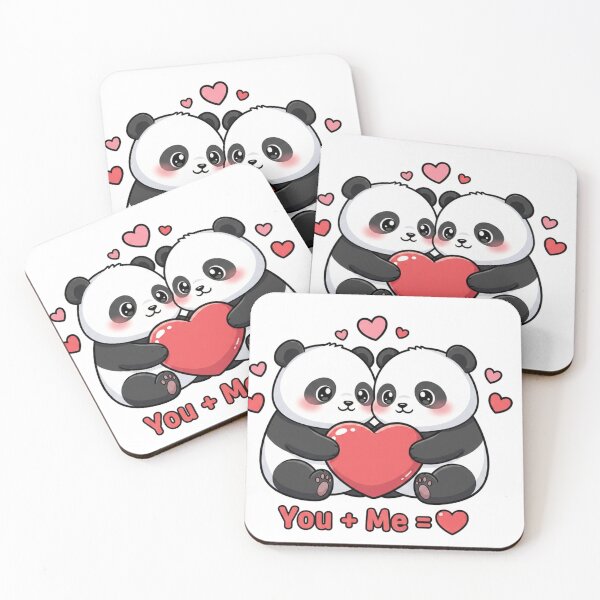 Item preview, You + Me = ❤️ Cute Panda Couple Holding Heart Valentine Design designed and sold by snaperos.