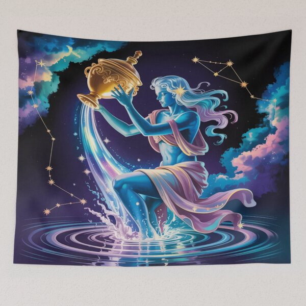 Item preview, Celestial Aquarius Water Bearer | Golden Jug Nebula Goddess designed and sold by Midnight Veil Designs.