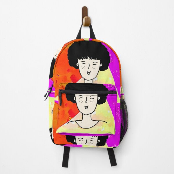 Item preview, "Cartoon Portrait with Freckles and Vibrant Triangles" designed and sold by nighttime1990.