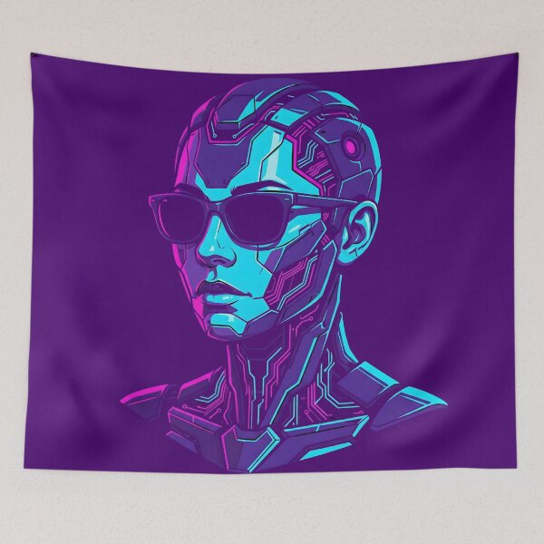 Item preview, Neon Cyberpunk Android Sunglasses Synthwave designed and sold by MarCinu Art.