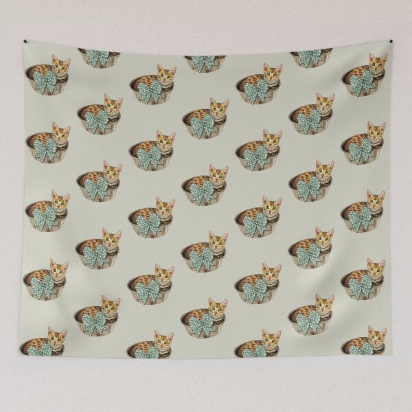 Item preview, Bengal Kitten Curled Up in A Bowl, Polka Dot Bow designed and sold by JoyfulWhimsy.