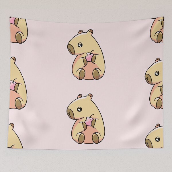 Item preview, Cute Kawaii Capybara Holding a Bitten Apple (Once Upon a Capybara). designed and sold by Hannahi8.