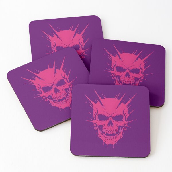 Item preview, Neon Pink Skull Cyberpunk Splatter Grunge designed and sold by MarCinu Art.