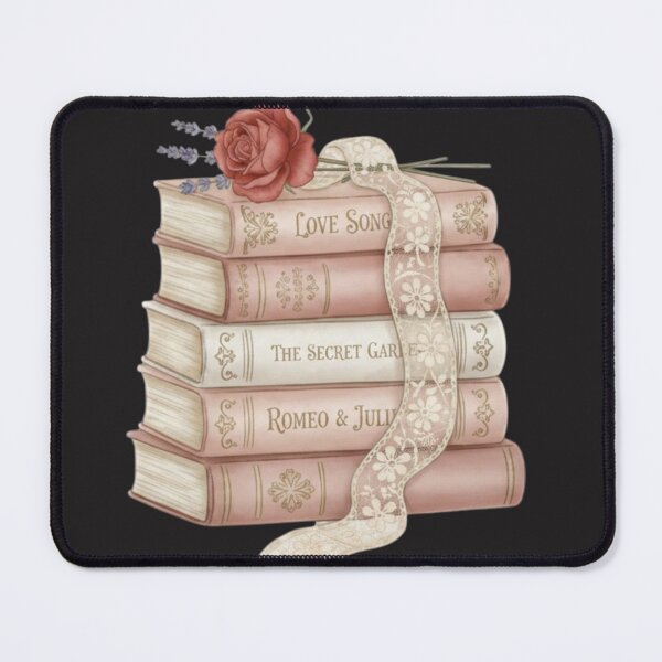 Item preview, Romantic Books Stacked with Red Rose & Lace, Literary Love Illustration, Cozy Book Art, Valentine, Reading Gift, Romantic Decor designed and sold by DesignByGeorgi.