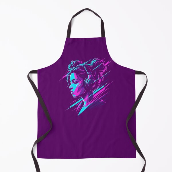 Item preview, Synthwave Girl Headphones Neon Portrait designed and sold by MarCinu Art.