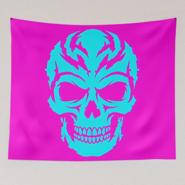 Item preview, Cyberpunk Glitch Skull Neon Tribal 2026 designed and sold by MarCinu Art.