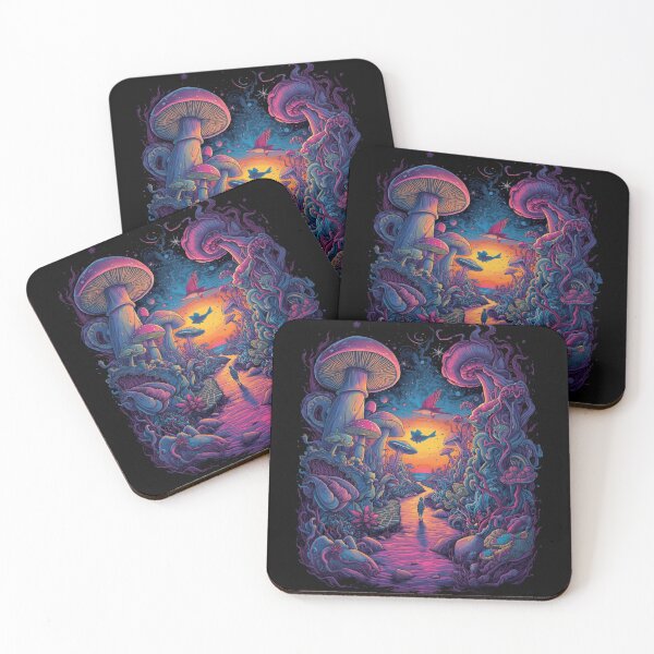 Item preview, Psychedelic Dreamscape Forest Path – Neon Surreal Landscape Art designed and sold by PLUSHIWORLDtm.