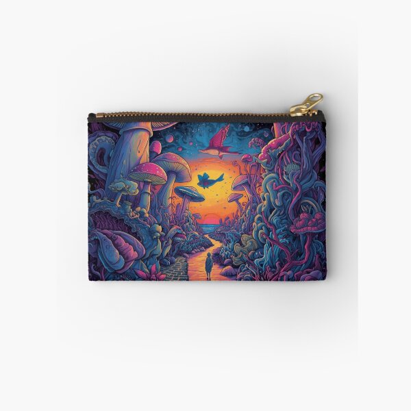 Item preview, Psychedelic Dreamscape Forest Path – Neon Surreal Landscape Art designed and sold by PLUSHIWORLDtm.