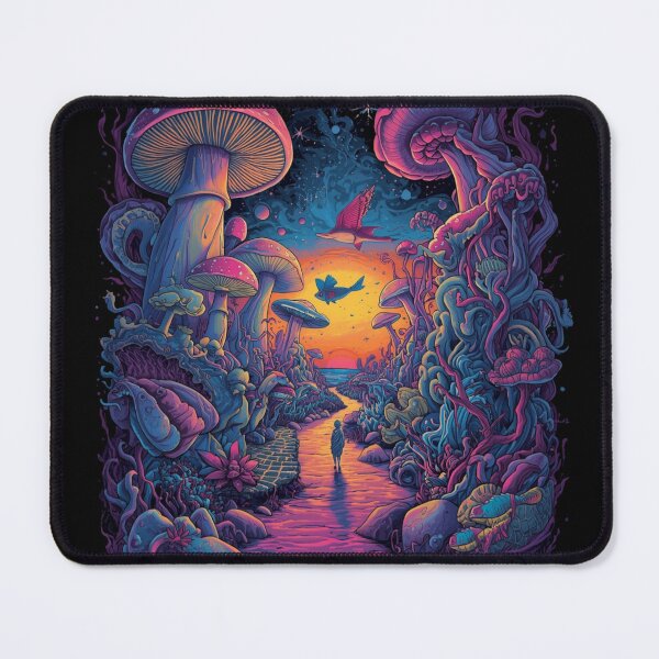 Item preview, Psychedelic Dreamscape Forest Path – Neon Surreal Landscape Art designed and sold by PLUSHIWORLDtm.