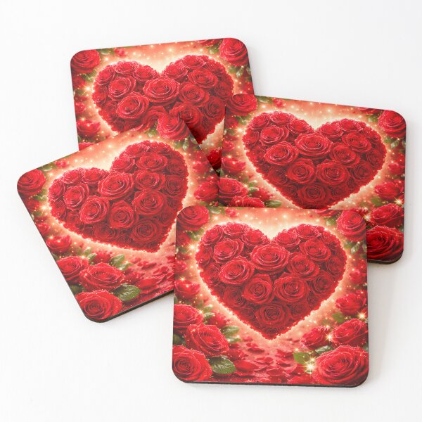 Item preview, Eternal Love: Red Rose Heart with Sparkling Petals designed and sold by Dreamy Armine Art.