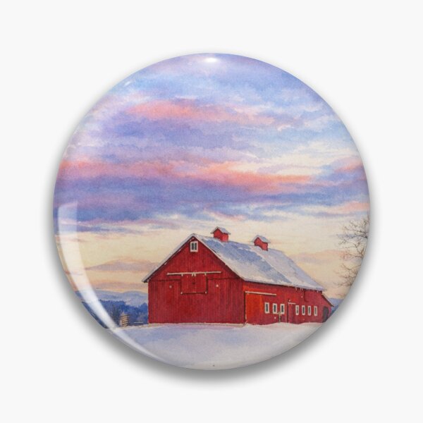 Item preview, Red Barn Winter Sunset Art designed and sold by BeaconMarketing.