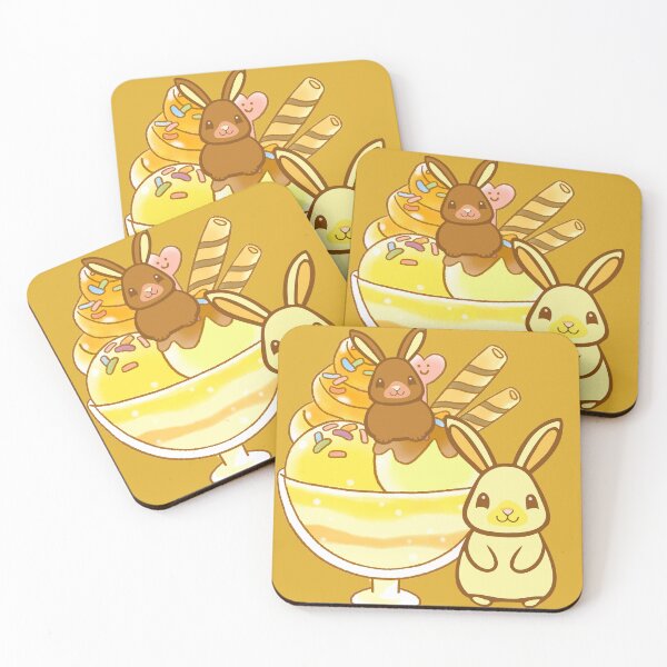 Item preview, Kawaii Fruit Ice Cream Sundae with Bunnies designed and sold by Kanniax.