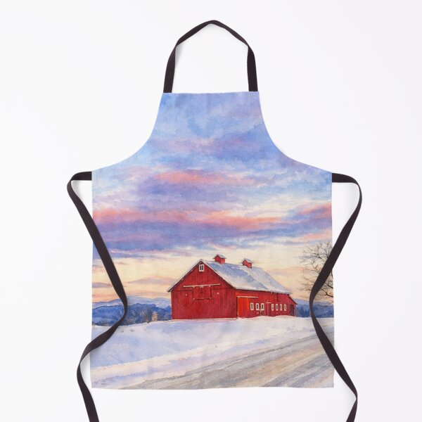 Item preview, Red Barn Winter Sunset Art designed and sold by BeaconMarketing.