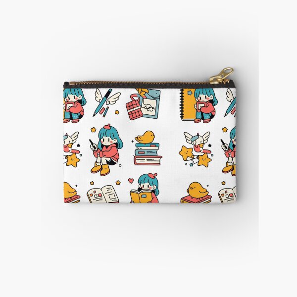 Item preview, Kawaii Bookworm Girl Sticker Pack - Cute Reading Writing Blue Hair Art Print designed and sold by DesignArtist.ia.