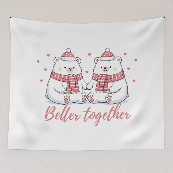 Item preview, Better Together – Cute Valentine Bears Couple Illustration designed and sold by soletstudio.