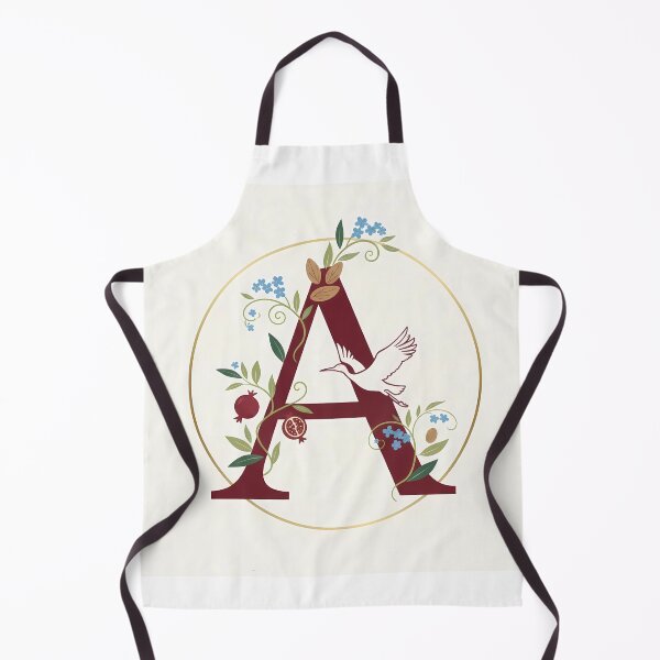 Item preview, Elegant Letter A: Floral Monogram with Pomegranates and Stork designed and sold by Dreamy Armine Art.