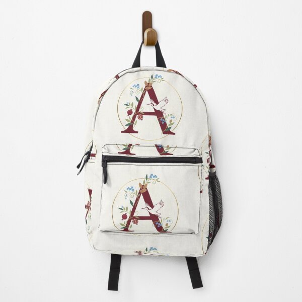 Item preview, Elegant Letter A: Floral Monogram with Pomegranates and Stork designed and sold by Dreamy Armine Art.