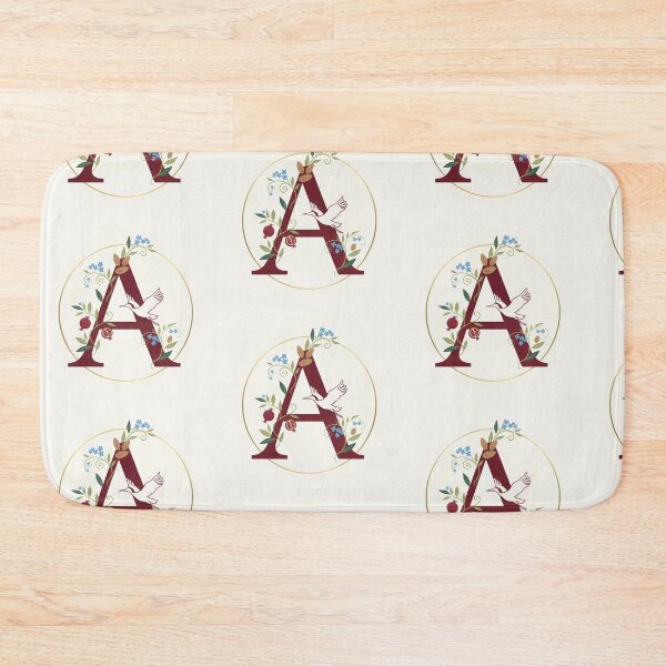 Item preview, Elegant Letter A: Floral Monogram with Pomegranates and Stork designed and sold by Dreamy Armine Art.