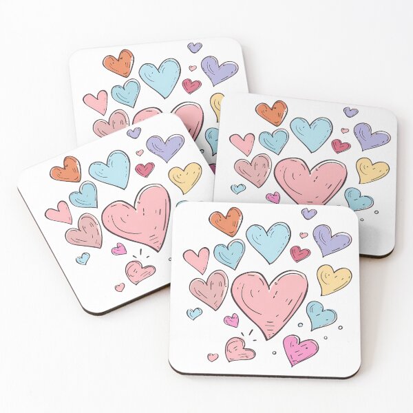 Item preview, Pastel Rainbow Doodle Hearts Saint Valentine's Day - Cute Scattered Love Pattern Art Print designed and sold by DesignArtist.ia.