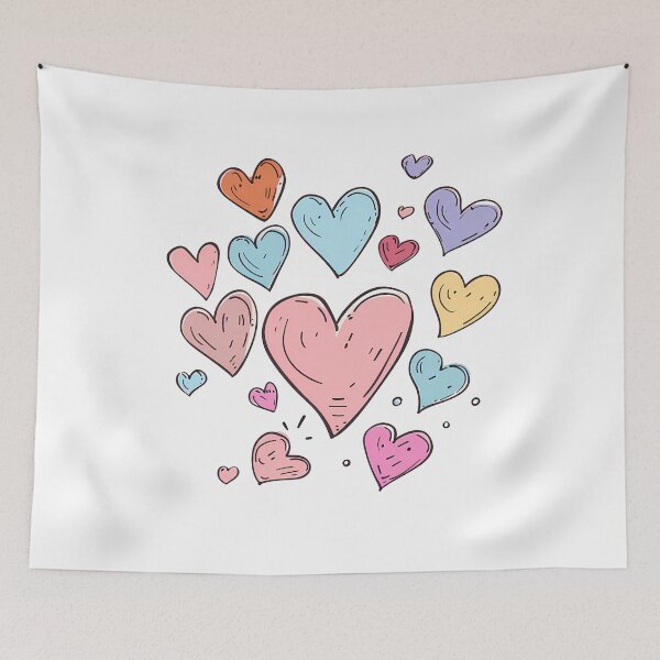 Item preview, Pastel Rainbow Doodle Hearts Saint Valentine's Day - Cute Scattered Love Pattern Art Print designed and sold by DesignArtist.ia.