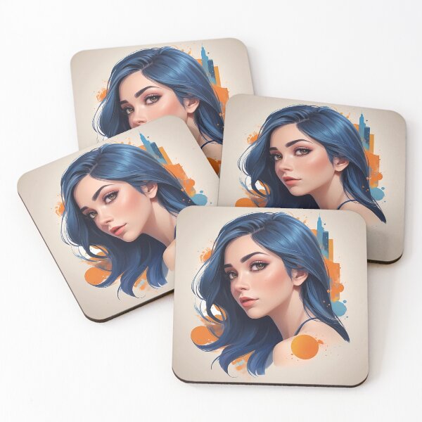 Item preview, Blue-Haired Muse: Artistic Portrait with Urban Vibes designed and sold by Dreamy Armine Art.