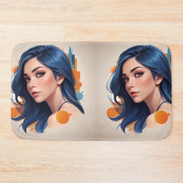 Item preview, Blue-Haired Muse: Artistic Portrait with Urban Vibes designed and sold by Dreamy Armine Art.