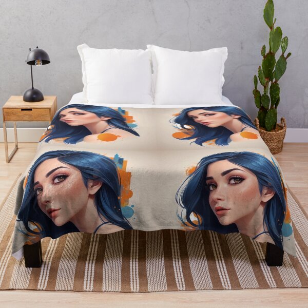 Item preview, Blue-Haired Muse: Artistic Portrait with Urban Vibes designed and sold by Dreamy Armine Art.