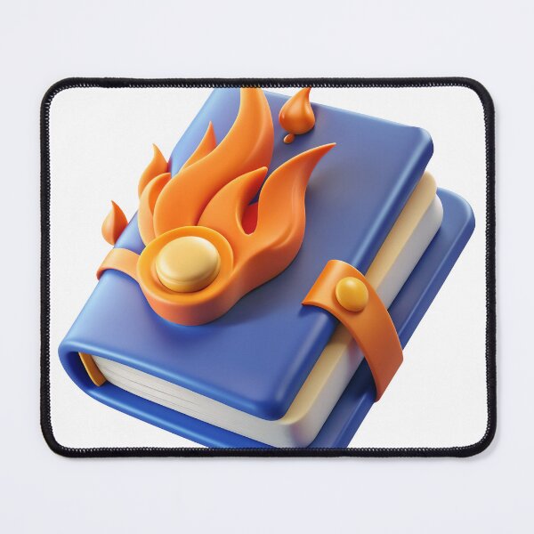 Item preview, Burning blue book with orange flames and ribbon bookmark designed and sold by Creative88Art.