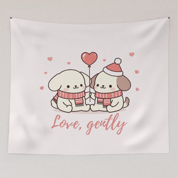 Item preview, Love, Gently – Cute Valentine Puppy Couple designed and sold by soletstudio.