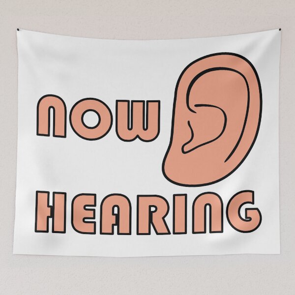 Item preview, Now Hearing – Funny Wordplay Ear Illustration (Now Hiring Pun) designed and sold by WordPlayStudio.