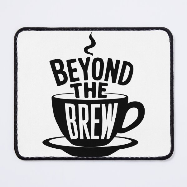 Item preview, Stylish coffee cup with Beyond the Brew logo on saucer designed and sold by Creative88Art.
