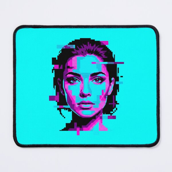 Item preview, Cyberpunk Glitch Woman Portrait Synthwave 2026 designed and sold by MarCinu Art.