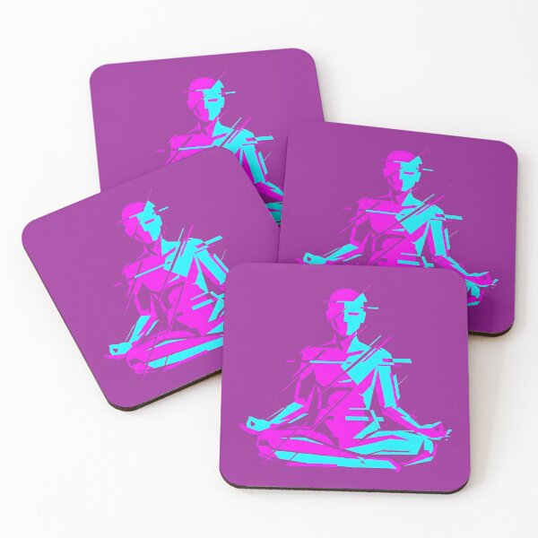Item preview, Glitch Art Meditation Cyberpunk Neon Lotus Pose 2026 designed and sold by MarCinu Art.