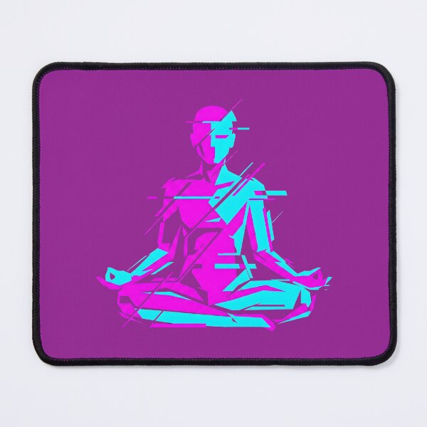 Item preview, Glitch Art Meditation Cyberpunk Neon Lotus Pose 2026 designed and sold by MarCinu Art.