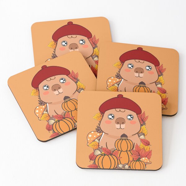 Item preview, Cute Autumn Capybara with Pumpkins and Red Beret designed and sold by Kanniax.