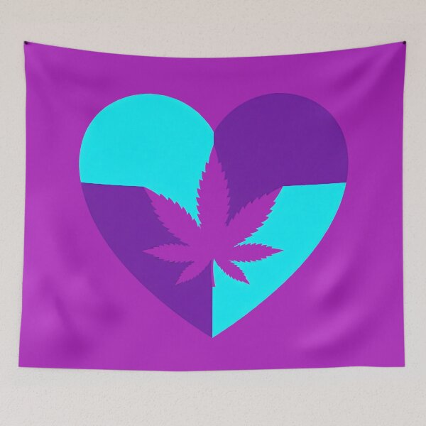 Item preview, Vaporwave Cannabis Geometric Heart Leaf Aesthetic designed and sold by MarCinu Art.