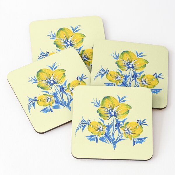 Item preview, Bouquet of blue and yellow flowers, Ukraine art, Petrykivka style, author's drawing designed and sold by Sunflower-7.