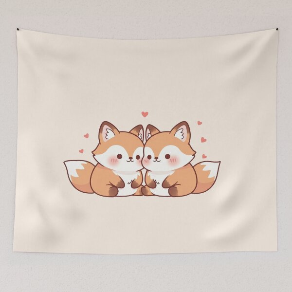 Item preview, Kissing Fox Couple – Cute Kawaii Valentine’s Day Illustration designed and sold by soletstudio.