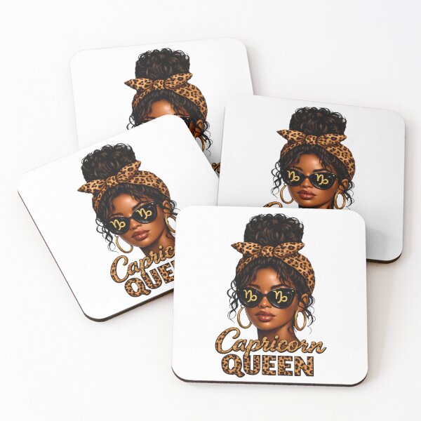 Item preview, Capricorn Queen Messy Bun Leopard Bow Black Women Vintage designed and sold by limarkhalid.