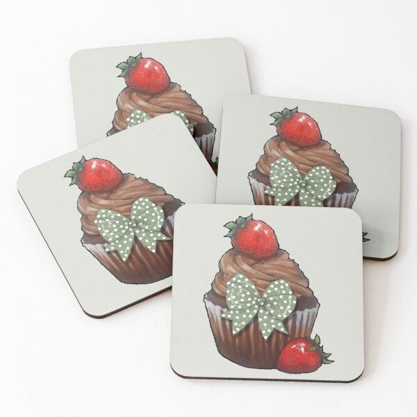 Item preview, Chocolate CUPCAKE and Strawberries, Polka Dot Bow designed and sold by JoyfulWhimsy.