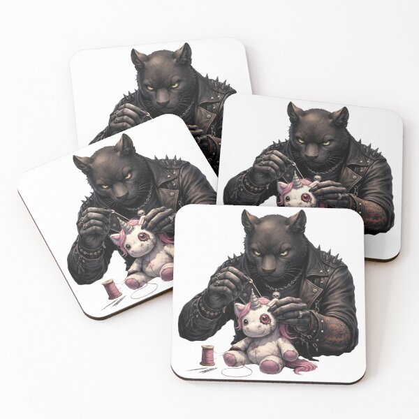 Item preview, Dark Panther Sewing a Unicorn Plush designed and sold by Vellaro.