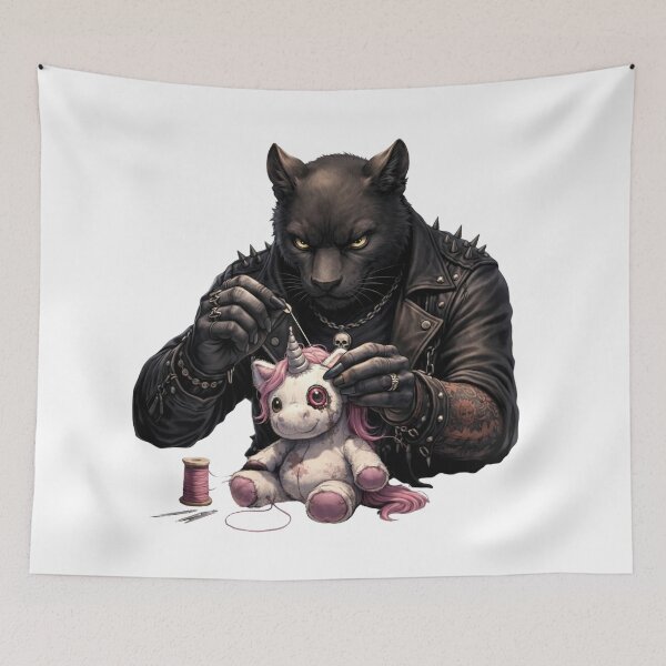 Item preview, Dark Panther Sewing a Unicorn Plush designed and sold by Vellaro.
