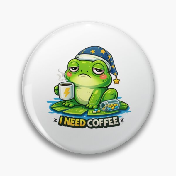Item preview, tired toad with coffee and medicine designed and sold by FroggyOnly.
