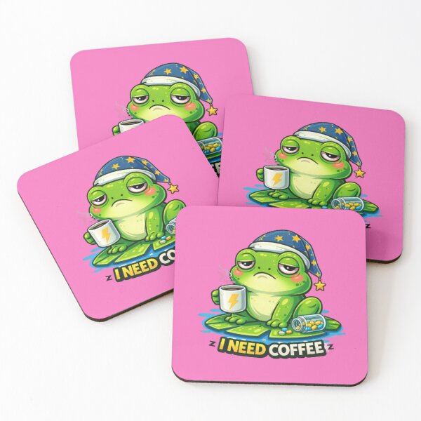 Item preview, tired toad with coffee and medicine designed and sold by FroggyOnly.