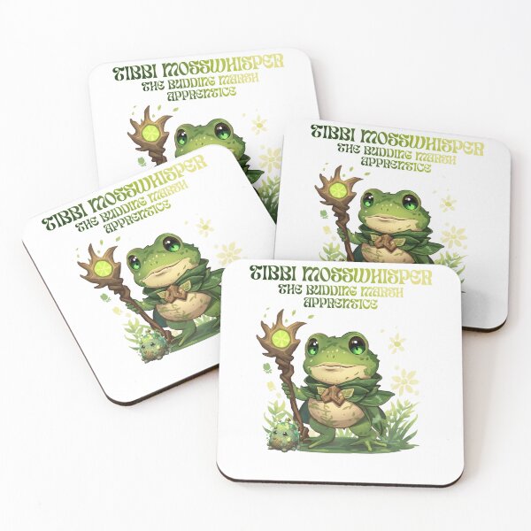 Item preview, Tibbi Mosswhisper – The Budding Marsh Apprentice | Enchanted Swamp Frog Mage Fantasy Art designed and sold by Monzora.