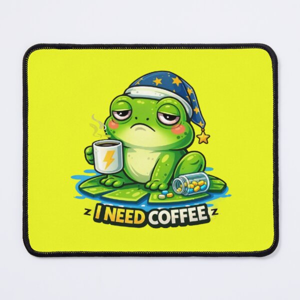 Item preview, tired toad with coffee and medicine designed and sold by FroggyOnly.