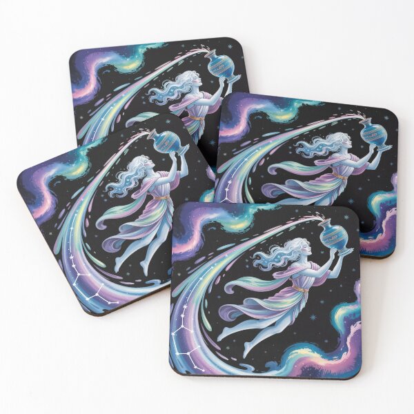 Item preview, Swirling Rainbow Aquarius | Cosmic Vortex Water Bearer Goddess designed and sold by Midnight Veil Designs.