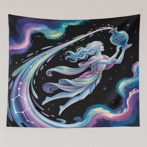 Item preview, Swirling Rainbow Aquarius | Cosmic Vortex Water Bearer Goddess designed and sold by Midnight Veil Designs.